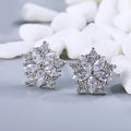 Korean Sweet Flower Stud Earrings Full Zircon Copper Earrings Minimalist Elegant Jewelry view 2