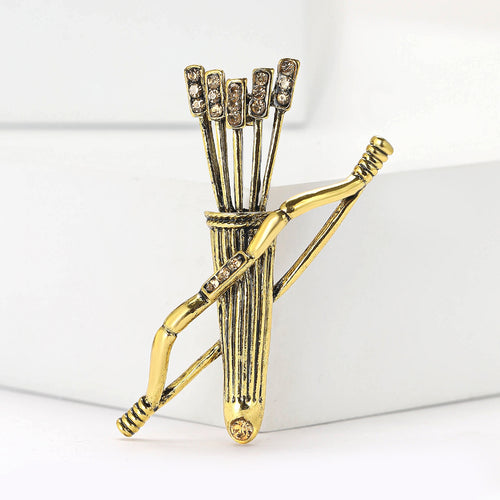 Alloy Rhinestone Bow And Arrow Brooch Pin For Suits