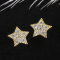 Simple Five Point Star Full Rhinestone Stud Earrings, Trendy Girls Fashion Jewelry view 3
