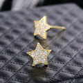 Simple Five Point Star Full Rhinestone Stud Earrings, Trendy Girls Fashion Jewelry view 4