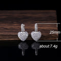 Korean Style Heart Stud Earrings For Women With Zircon Diamond Inlay, Fashion Jewelry Accessories view 5