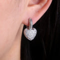 Korean Style Heart Stud Earrings For Women With Zircon Diamond Inlay, Fashion Jewelry Accessories view 2
