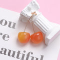 Sweet Cute Acrylic Cherry Fruit Drop Studs For Women Realistic Alloy Wire Statement Earrings view 3