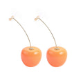Sweet Cute Acrylic Cherry Fruit Drop Studs For Women Realistic Alloy Wire Statement Earrings view 5