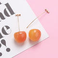 Sweet Cute Acrylic Cherry Fruit Drop Studs For Women Realistic Alloy Wire Statement Earrings view 4