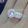 Classic Starry Pave Large Zircon Womens Ring Couple Engagement Style Jewelry view 5