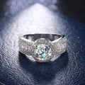 Classic Starry Pave Large Zircon Womens Ring Couple Engagement Style Jewelry view 2