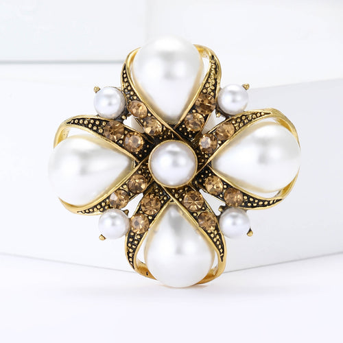 Vintage Alloy Pearl Baroque Brooch Pin For Women's Apparel