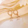 Korean Hollow Fish Circle Zircon Rhinestone Mermaid Tail Stud Drop Earrings view 3