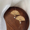 Alloy Chinese Style Carved Vintage Fan Ruyi Tassel Drop Earrings for Women view 1