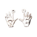 Zinc Alloy Hand Heart Charm Pendant for DIY Necklace Bracelet Jewelry Making view 3