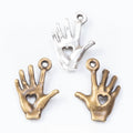 Zinc Alloy Hand Heart Charm Pendant for DIY Necklace Bracelet Jewelry Making view 1
