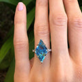 Creative Statement Hollow Out Blue Triangle Stone Ring For Women, Trendy Fashion Jewelry Accessories view 4