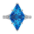 Creative Statement Hollow Out Blue Triangle Stone Ring For Women, Trendy Fashion Jewelry Accessories view 3