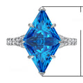 Creative Statement Hollow Out Blue Triangle Stone Ring For Women, Trendy Fashion Jewelry Accessories view 5