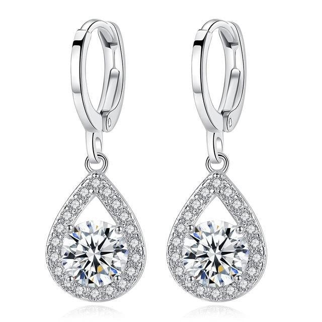 Simple Angel Tear Micro Pave Full Zircon Water Drop Huggie Earrings Fashion Jewelry