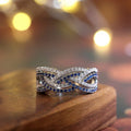 Two Tone Double Row Micro Pave Zircon Ring For Women Fashion Jewelry Accessory view 2
