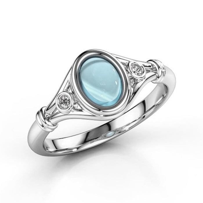European Style Simple Turquoise Ring For Women, Minimalist Statement Fashion Jewelry