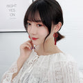 Festive Ethnic Chinese Red Hollow Fu Character Alloy Long Tassel Wedding Bridal Drop Dangle Earrings view 2