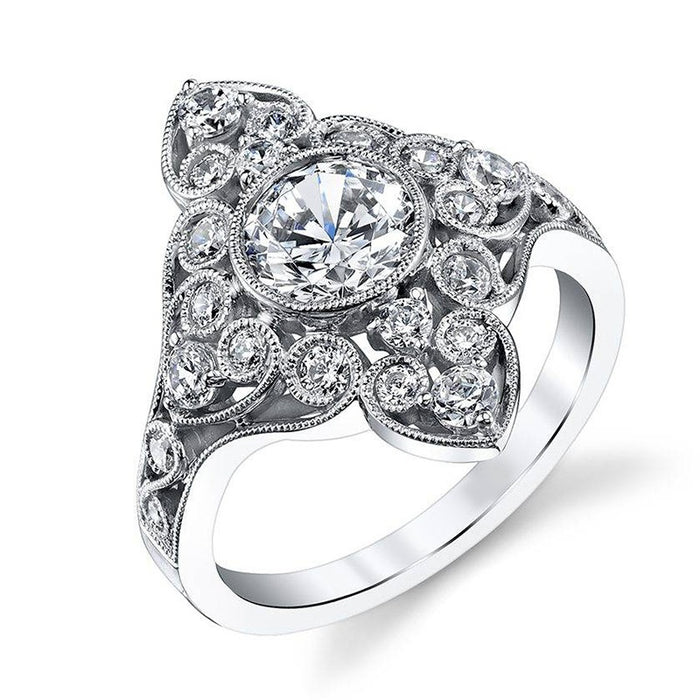 Hollow Floral Pattern Zircon Ring For Women, Gold Color Plated Fashion Jewelry