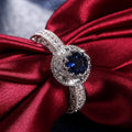 Fashion Hollow Carved Crown Ring With Blue Gemstone For Women, European Palace Style Jewelry view 2