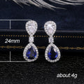 Luxury Royal Blue Teardrop Bridal Dinner Earrings, Elegant European Style Wedding Jewelry view 5