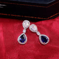 Luxury Royal Blue Teardrop Bridal Dinner Earrings, Elegant European Style Wedding Jewelry view 3
