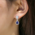 Luxury Royal Blue Teardrop Bridal Dinner Earrings, Elegant European Style Wedding Jewelry view 4