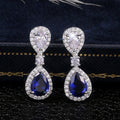 Luxury Royal Blue Teardrop Bridal Dinner Earrings, Elegant European Style Wedding Jewelry view 1