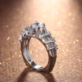 Women's Creative Hollow 3D Geometric Zircon Ring, Fashion Party Jewelry Supply view 2