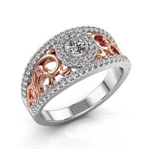 Classic Hollow Round Zircon Diamond Ring For Women Engagement Wedding Party Jewelry