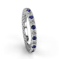 Korean Japanese Style Hollow Carved Blue White Cubic Zirconia Full Stone Ring For Women view 2