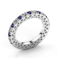 Korean Japanese Style Hollow Carved Blue White Cubic Zirconia Full Stone Ring For Women view 1