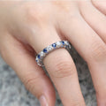 Korean Japanese Style Hollow Carved Blue White Cubic Zirconia Full Stone Ring For Women view 4