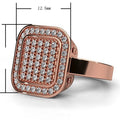 Women's Rose Gold Square Zircon Full Pave Ring, Fashion Micro Inlaid Party Jewelry view 5