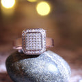 Women's Rose Gold Square Zircon Full Pave Ring, Fashion Micro Inlaid Party Jewelry view 2