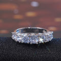 Women's Half Eternity Zircon Claw Setting Ring, European Wedding Party Jewelry Accessory view 2