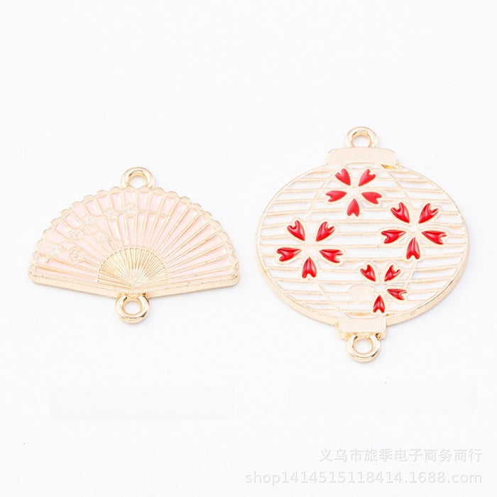 Gold Zinc Alloy Fan Lantern Charm Pendant for DIY Necklace Bracelet Jewelry Making