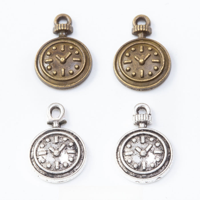 Zinc Alloy Clock Charm Pendant No.747929 for DIY Necklace Bracelet Jewelry Making