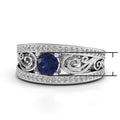 Luxury Hollow Floral Ring For Women With Blue Zircon, Fashion Party Finger Jewelry Accessories view 5