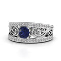 Luxury Hollow Floral Ring For Women With Blue Zircon, Fashion Party Finger Jewelry Accessories view 1