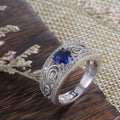 Luxury Hollow Floral Ring For Women With Blue Zircon, Fashion Party Finger Jewelry Accessories view 4