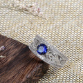 Luxury Hollow Floral Ring For Women With Blue Zircon, Fashion Party Finger Jewelry Accessories view 3