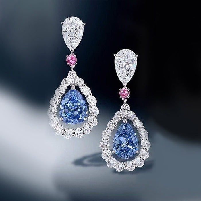 Fashion Long Drop Waterdrop Zircon Stud Earrings For Women Trendy Style Jewelry