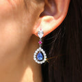 Fashion Long Drop Waterdrop Zircon Stud Earrings For Women Trendy Style Jewelry view 4