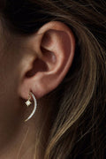Korean Fashion Star And Crescent Moon Stud Earrings For Women With Micro Paved Cubic Zirconia view 2