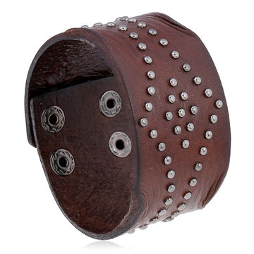 European American Vintage Punk Cowhide Bracelet Creative Simple Men's Leather Wristband Bangle