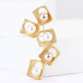 Matte Gold Alloy Pearl Square Brooch Pin For Apparel Decoration view 2