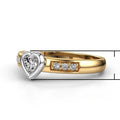 Fashion Simple Two Tone Heart Ring For Women Students, Gold Color Retention Index Finger Jewelry view 5