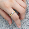 Fashion Simple Two Tone Heart Ring For Women Students, Gold Color Retention Index Finger Jewelry view 4